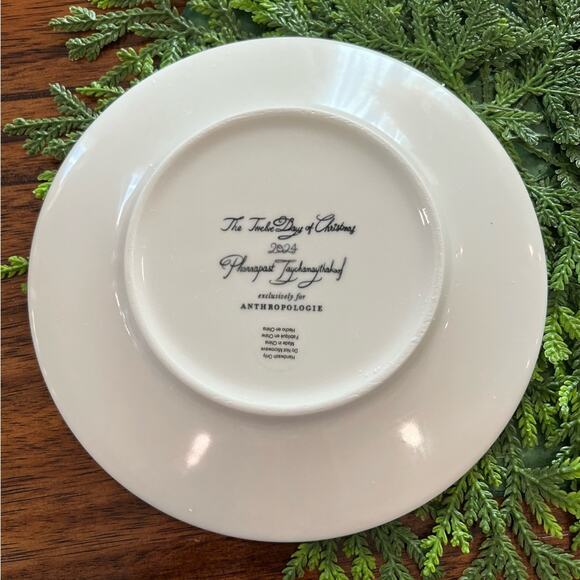 Anthropologie 12 Days of Christmas Dessert Plate Day 1 Partridge in a Pear Tree - Picture 7 of 10
